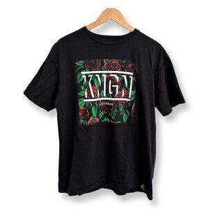 Last Kings Men's Cotton Floral T Shirt. Black. Size Large. Unisex. Made in USA